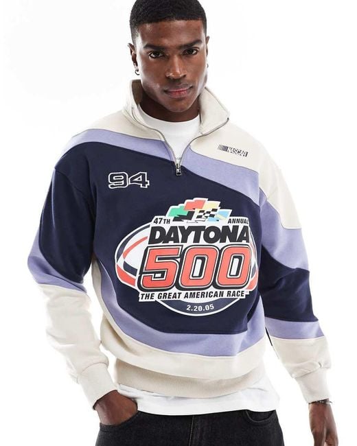 Bershka Blue Daytona 1/4 Zip Jumper for men