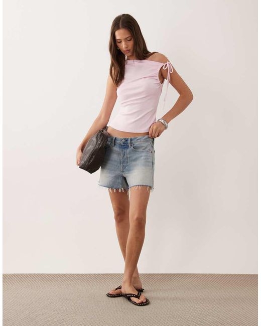 Mango Pink Asymmetric Tie Shoulder