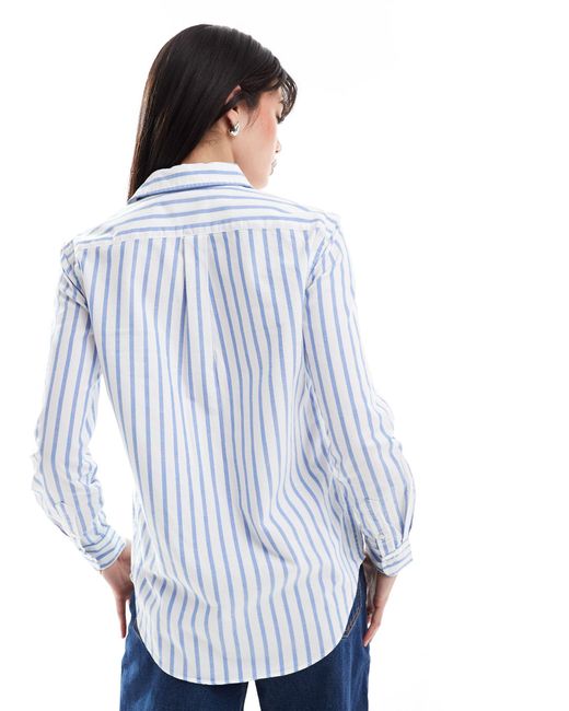 Camisa oxford a rayas azules con logo Polo Ralph Lauren de color White