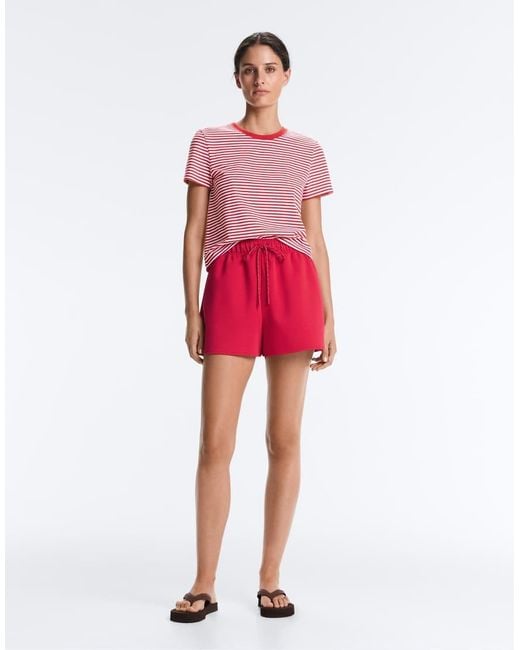 Oysho Red Piqué Cotton Shorts
