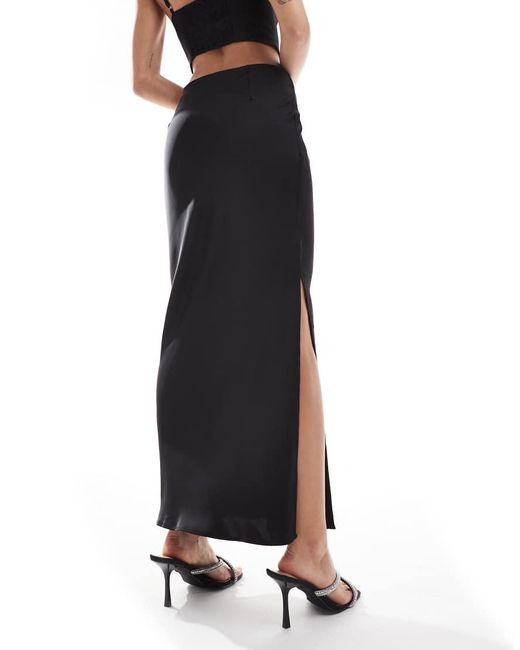 Glamorous Black Side Split Maxi Skirt