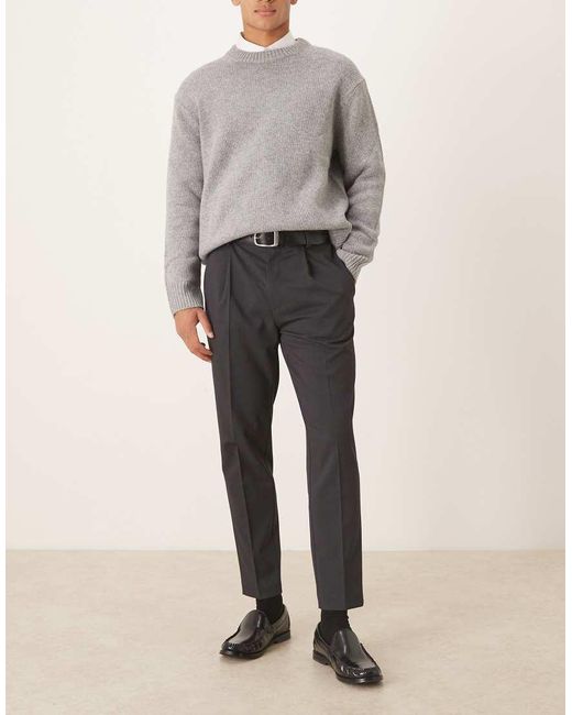 ASOS Gray Smart Tapered Chino Trousers for men