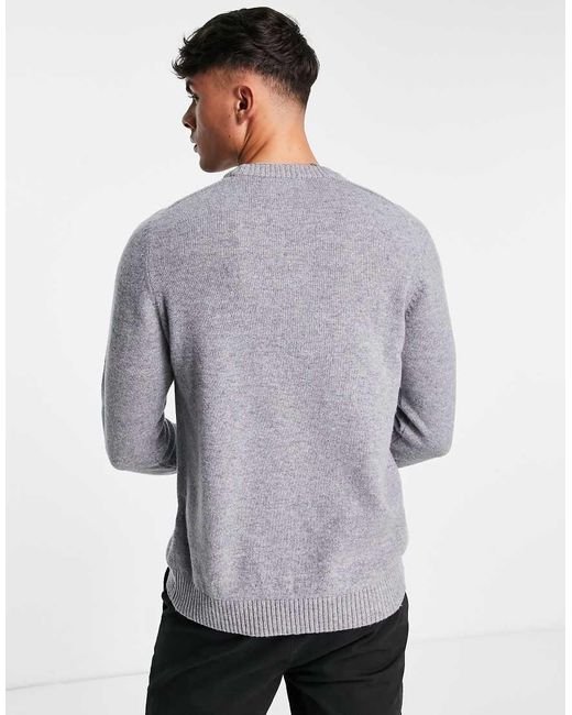SELECTED Gray Homme Wool Crew Neck Jumper for men
