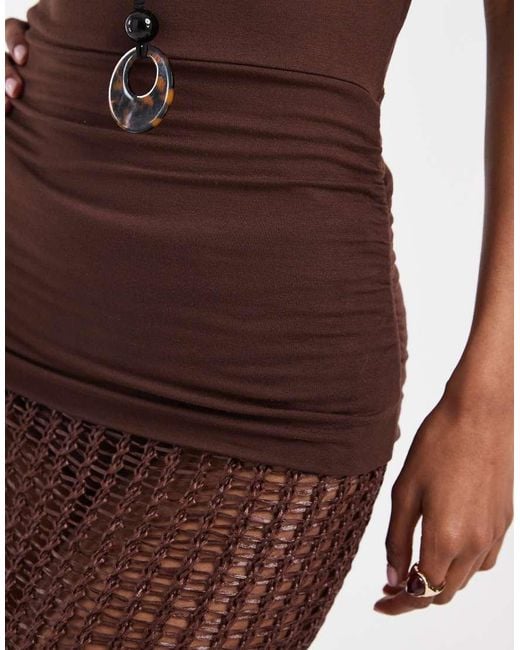ASOS Brown Slouch Relaxed Neck Ruched Waist Tank Top