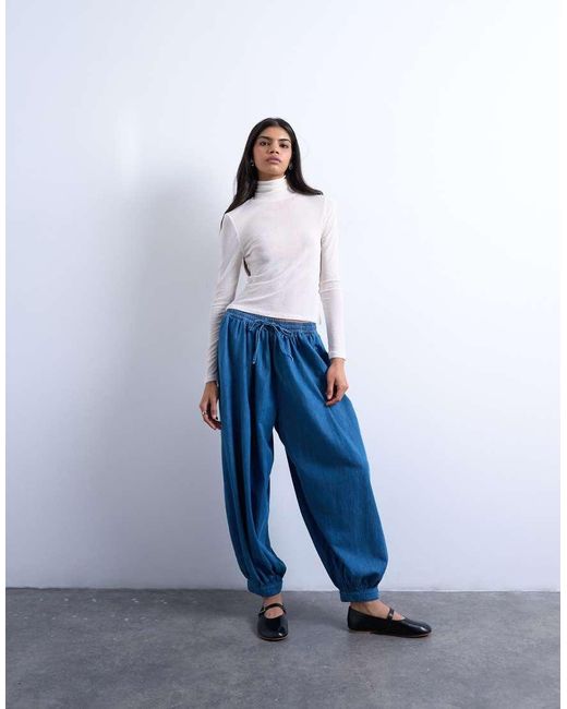 TOPSHOP Blue Mid Rise Balloon Jean