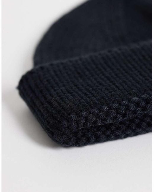 ASOS Blue Knitted Rib Mini Fisherman Beanie for men