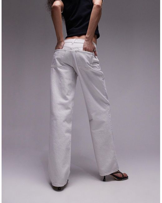 Ember - jean ample à taille basse - cassé TOPSHOP en coloris Gray