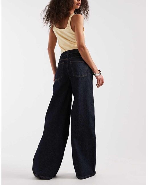 ASOS Blue High Waist Straight Wide Leg Jeans