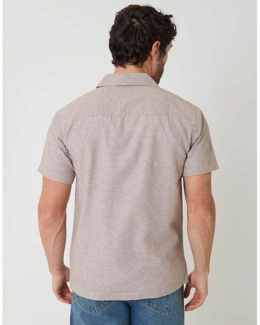 Threadbare Gray Linen Cotton Blend Short Sleeve Shirt for men