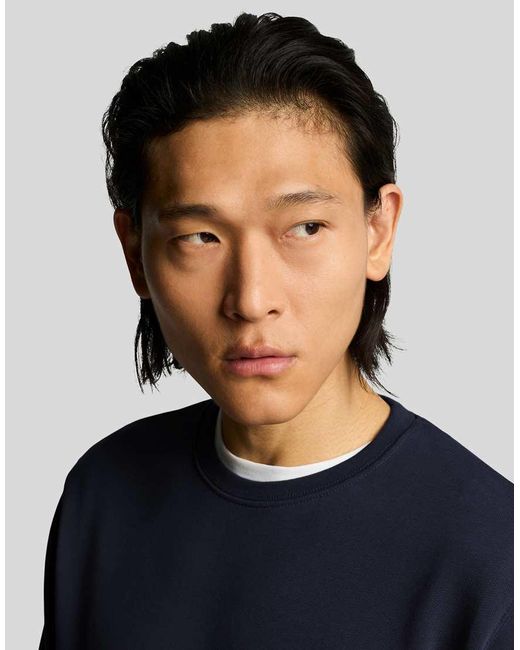 Lyle & Scott Blue Mid Layers Superfine Crew Neck Sweatshirt for men