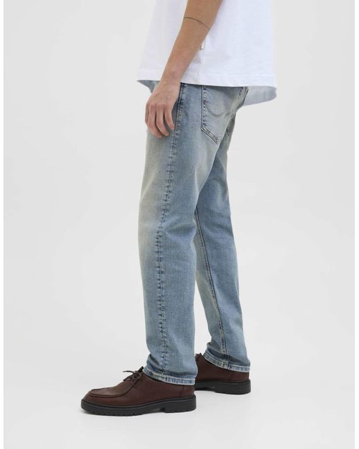 Jack & Jones – tapered fit jeans aus em denim in White für Herren