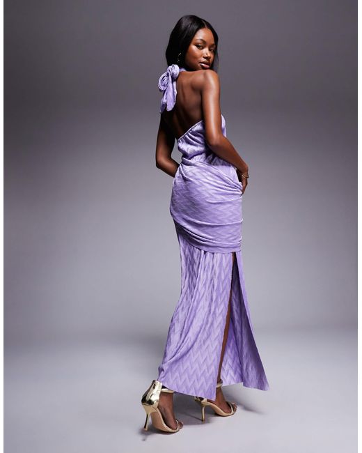 ASOS Purple – drapiertes neckholder-maxikleid
