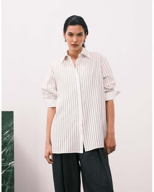ASOS Gray Double Collar Oversized Shirt