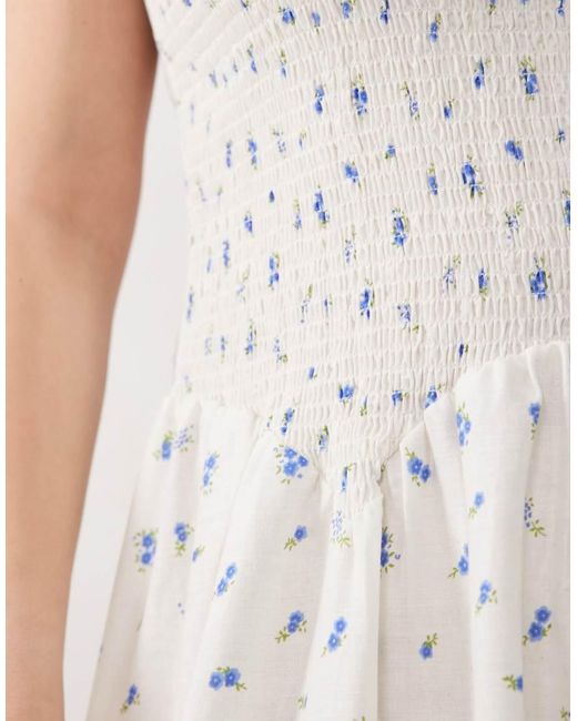 Esmee Curve White Shirred Drop Waist Maxi Beach Dress