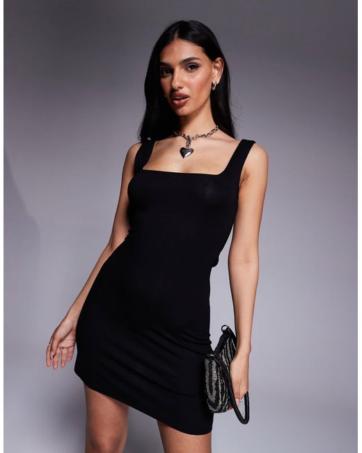 ASOS Blue Square Neck Softline Mini Dress With Drape Back