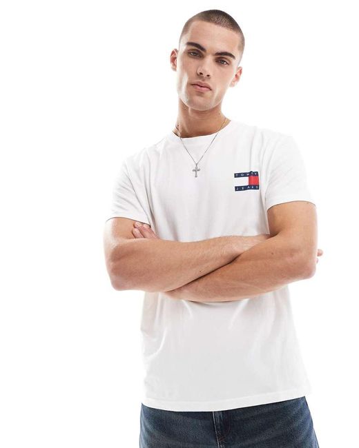 Camiseta Blanca Con Estampado Gráfico De Bandera En La Espalda De -Blanco Tommy Hilfiger de hombre de color White