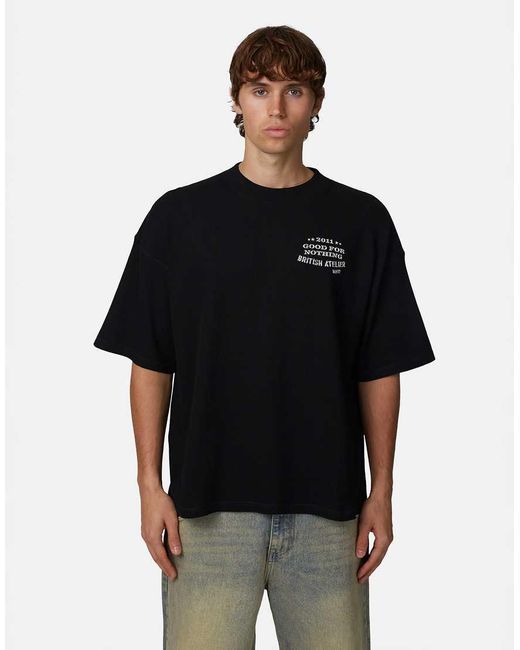 Good For Nothing Black Boxy Fit Graphic Tee for men