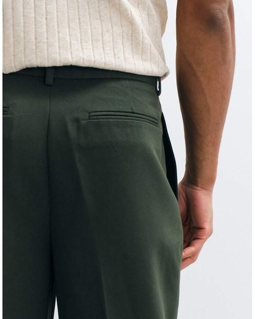 ASOS Green Pleated Wide Leg Dress Pants for men