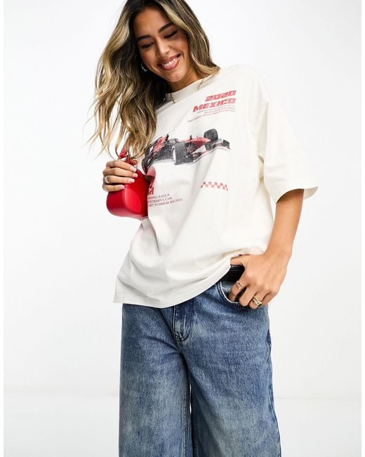 ASOS White Oversized T-shirt With Racing Car Graphic