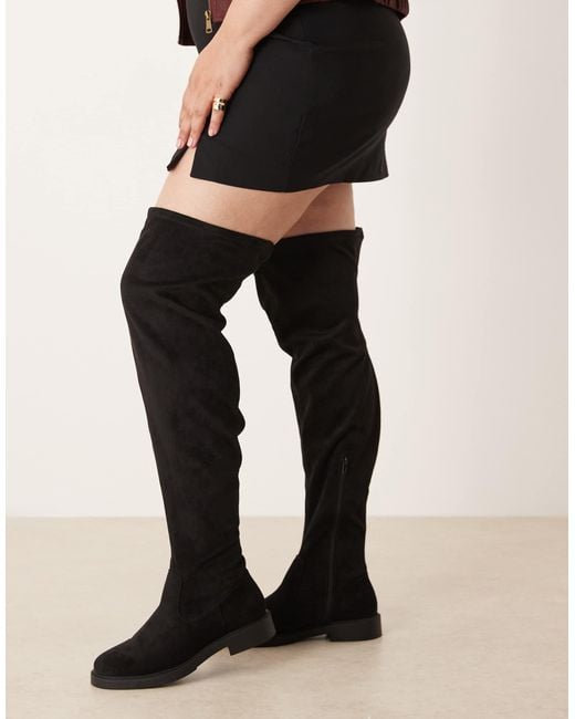 ASOS Black Curve – kacey – elegante, flache overknee-stiefel