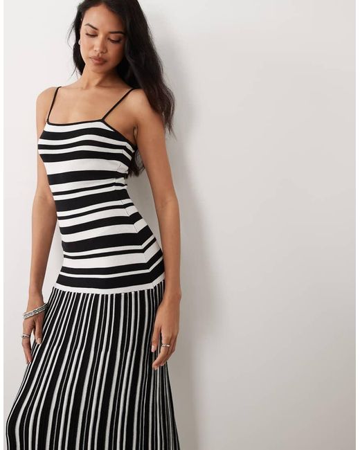 Gina Tricot White Cotton Blend Light Knit Strappy Maxi Dress