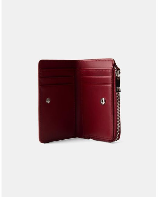 Bershka Red Embossed Faux-Patent-Finish Animal Print Purse