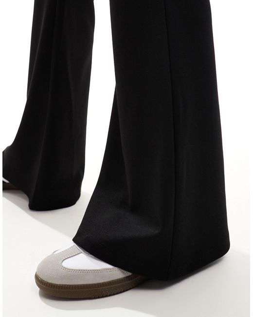 Monki Black Jersey Flare Leg Trousers