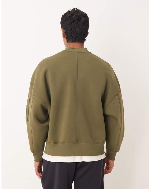 ASOS Green Heavyweight Extreme Oversized Jersey Ma1 Bomber Jacket for men