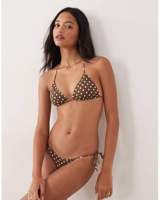Free Society Brown Polka Dot Triangle Bikini Top