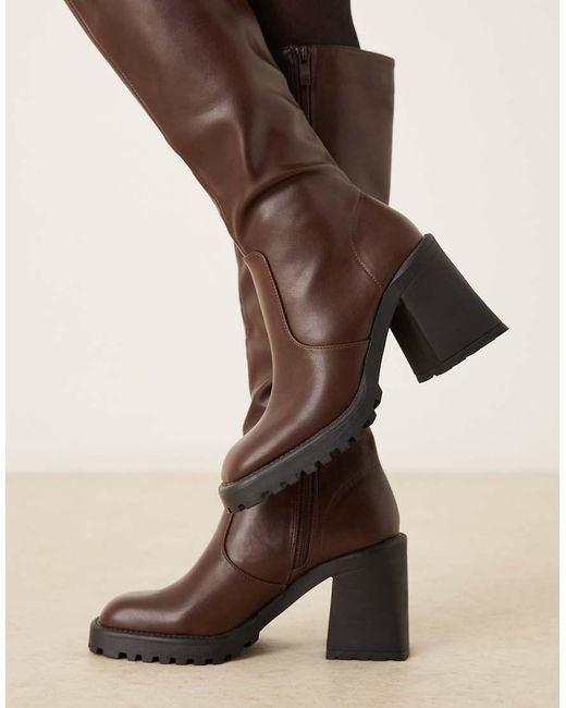 Raid Natural Adilah Block Heel Knee Boots
