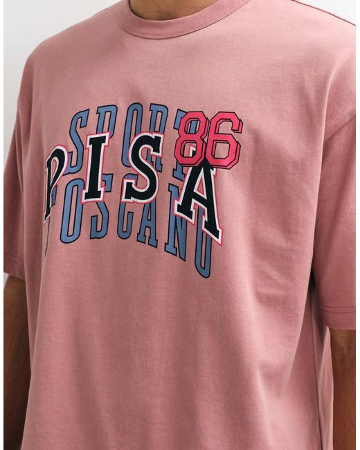 ASOS Red Boxy Oversized T-shirt With Pisa Print for men