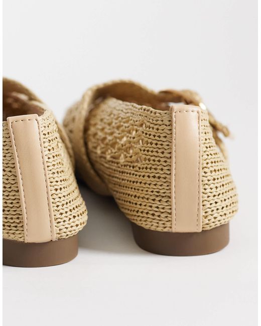 SEQWL Woven Ballet Flats With Buckle Detail in Natural | Lyst