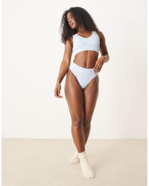 Boux Avenue Brown Printed Pointelle Bralette