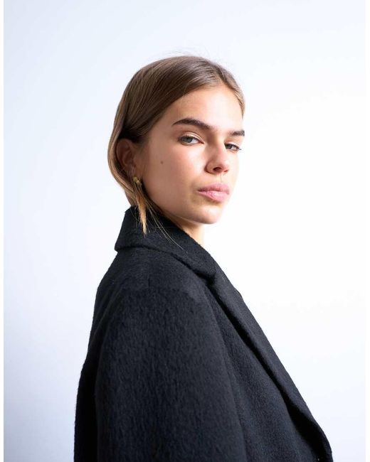 TOPSHOP Blue Brushed Three Button Longline Blazer Coat