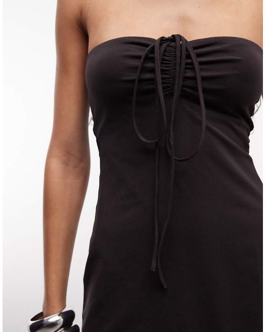 Monki White 2-in-1 Halter Bandeau Ruched Mini Dress