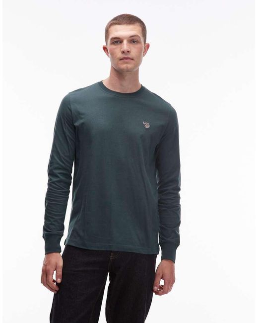 Paul Smith Blue Paul Smith Long Sleeve Regualar Fit Zebra Logo T-Shirt for men
