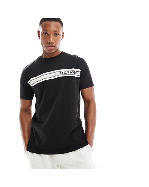 Tommy Hilfiger Black Monotype Stripe Lounge T Shirt for men
