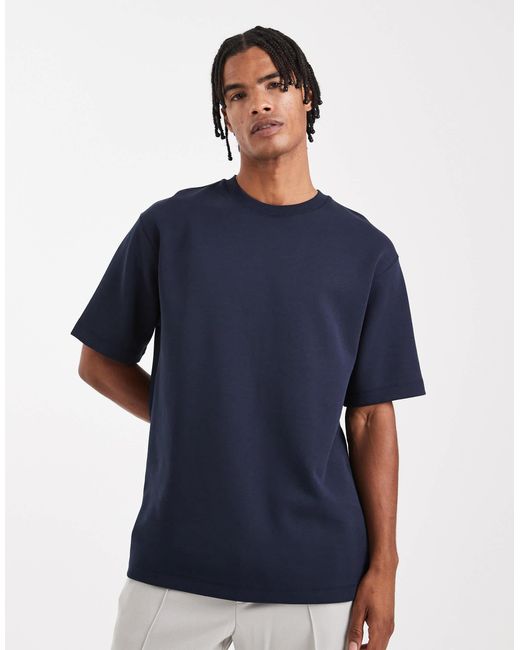 ASOS – hochwertiges relaxed-fit-t-shirt aus interlock-jersey in Blue für Herren