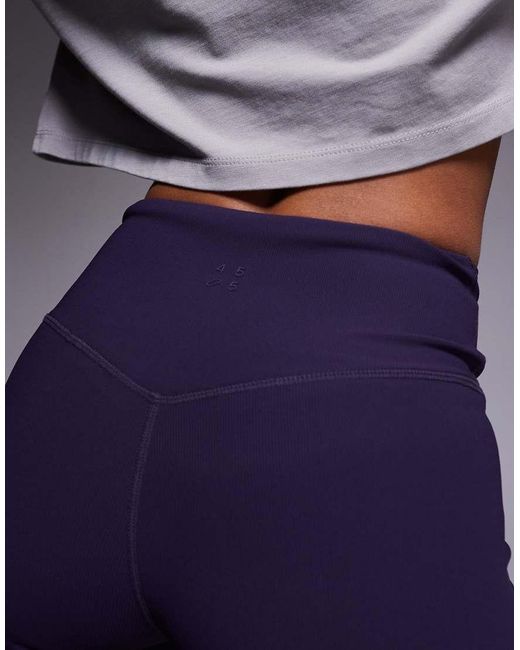 4505 Blue Petite Micro Rib Wrap Waist Slim Kick Yoga Legging