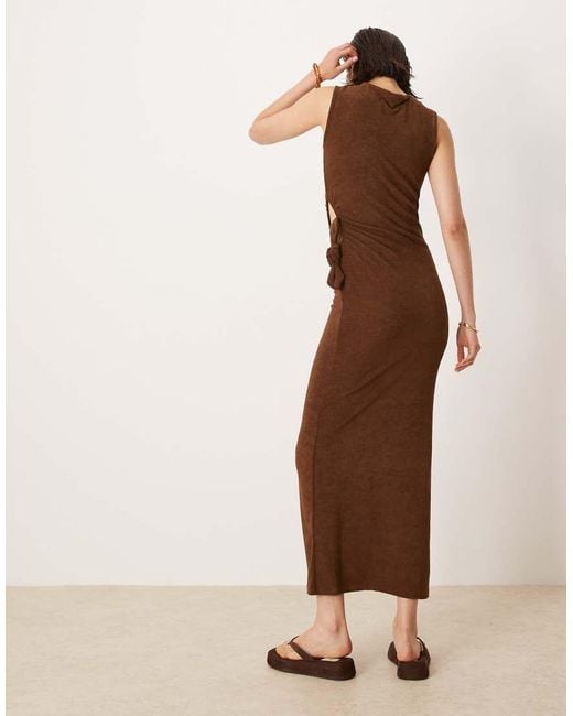 ASOS Natural Towelling Sleeveless Cut Out Side Maxi Dress