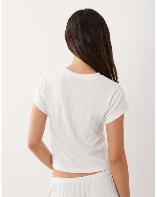 ASOS Natural Pointelle Pajama Baby Tee With Rosebud Trim