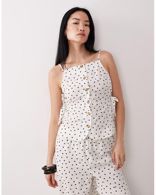 Wednesday's Girl White Co-ord Button Up Tie Detail Cami Top