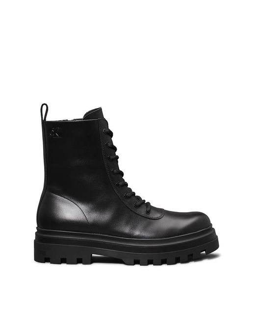 Calvin Klein Black Leather Lug Boots for men