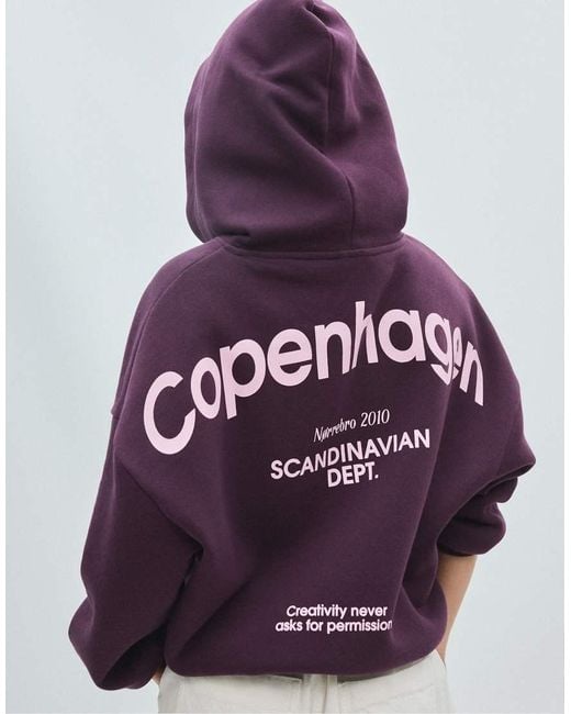Stradivarius Purple Oversized Graphic Sweatshirt