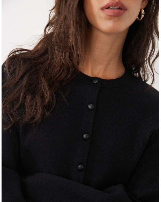 ASOS Blue Structured Cardigan With Faux Leather Buttons