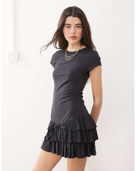 Collusion Black Ruffle Mini Dress