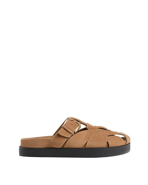 Stradivarius Brown – ledersandalen mit gitterdesign