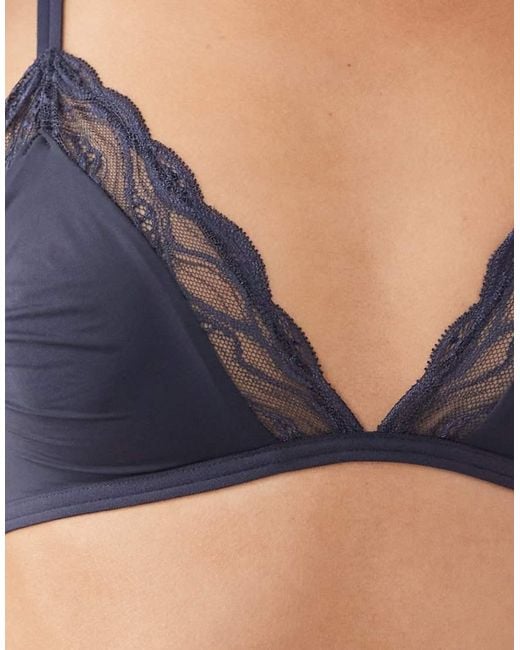 Calvin Klein Blue Sensual Stretch Unlined Triangle Lace Bra