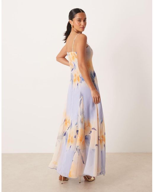ASOS Pink Asos Design Petite Chiffon Strappy Maxi Dress With Deep Godets