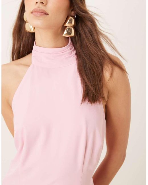 Pretty Lavish Pink Drop Waist Crepe Midaxi Dress